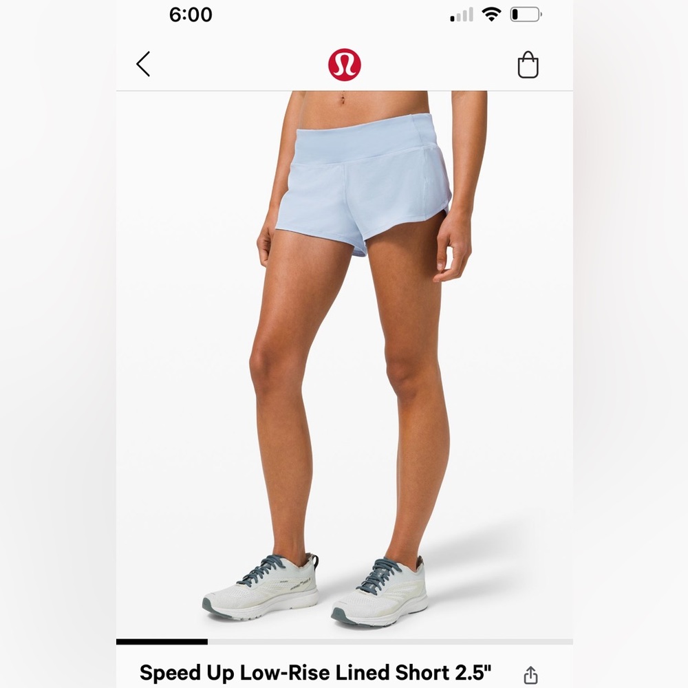 Lululemon Light Blue Speed Up Short, Size 10